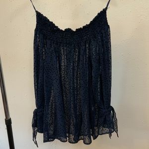 Zara Off Shoulder Sheer Blouse, Size Small